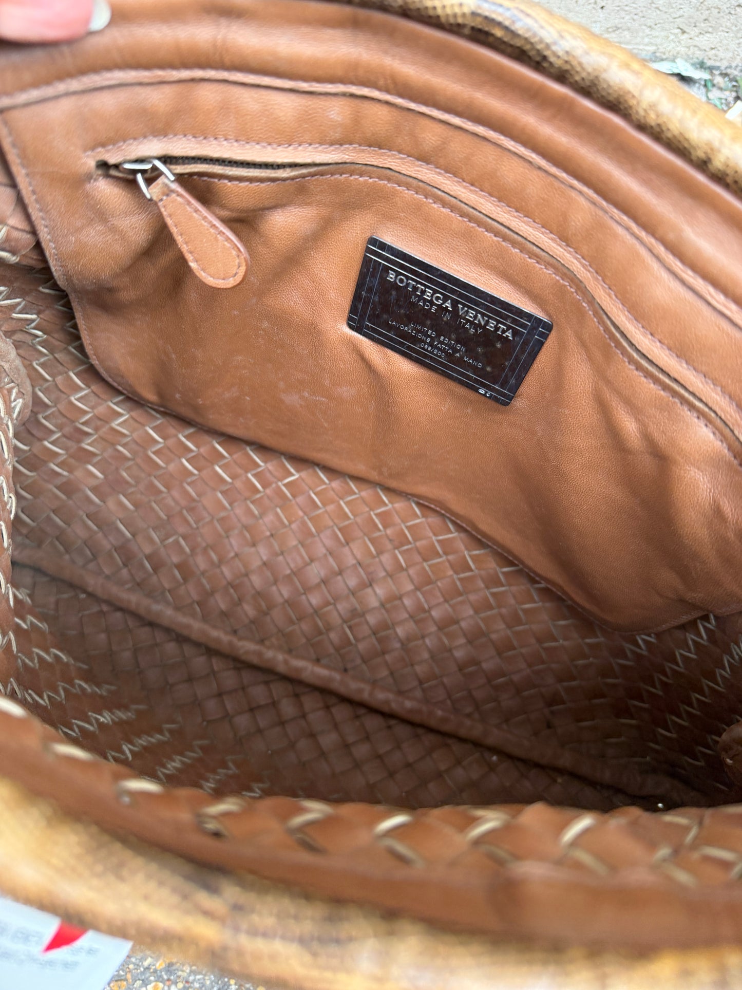 Bottega Veneta borsa in lizard beige nera -  lesleyluxuryvintage