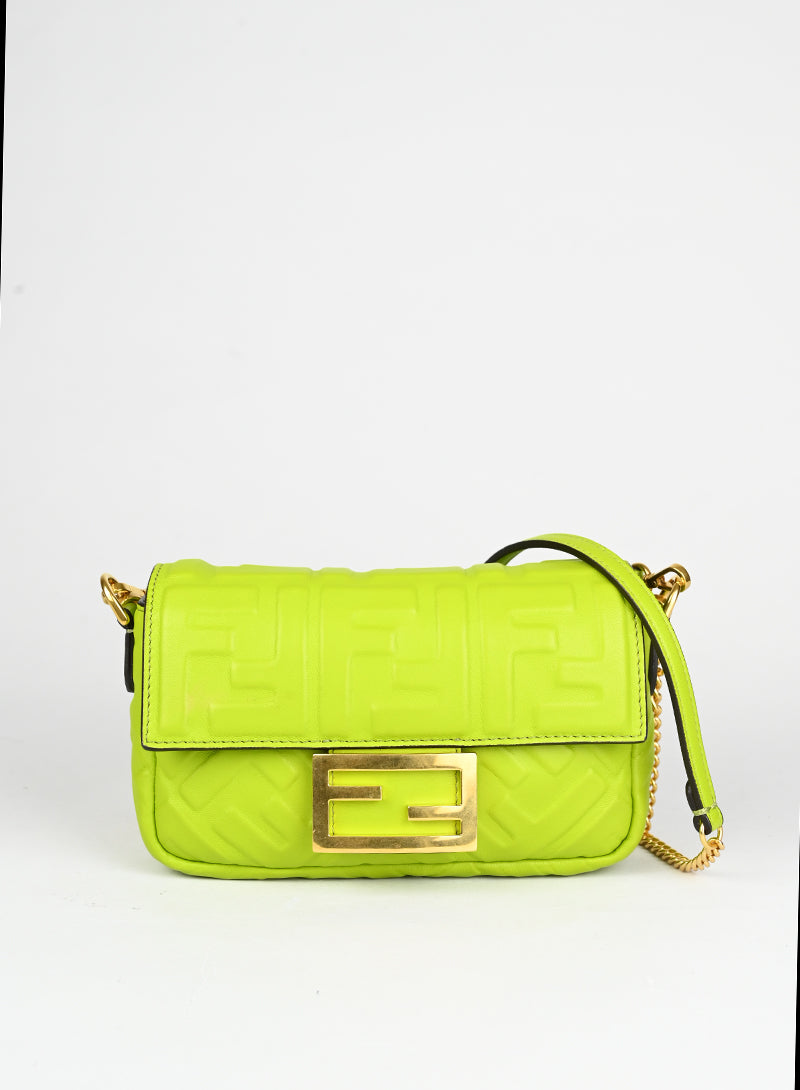 Fendi Borsa Baguette in pelle verde