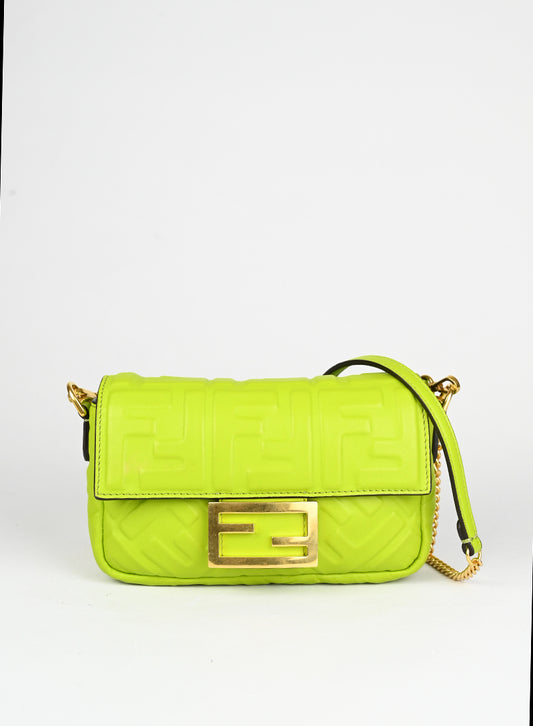 Fendi Borsa Baguette in pelle verde