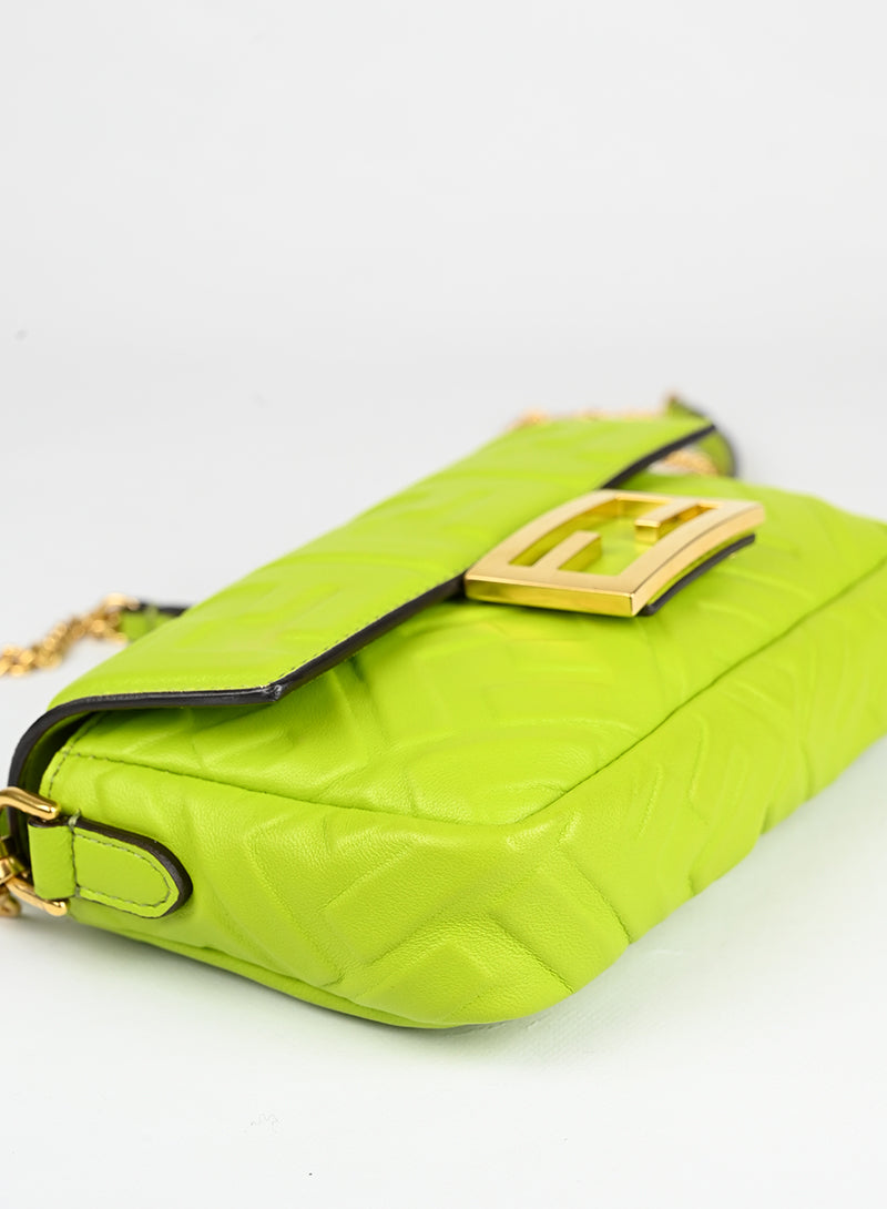 Fendi Borsa Baguette in pelle verde