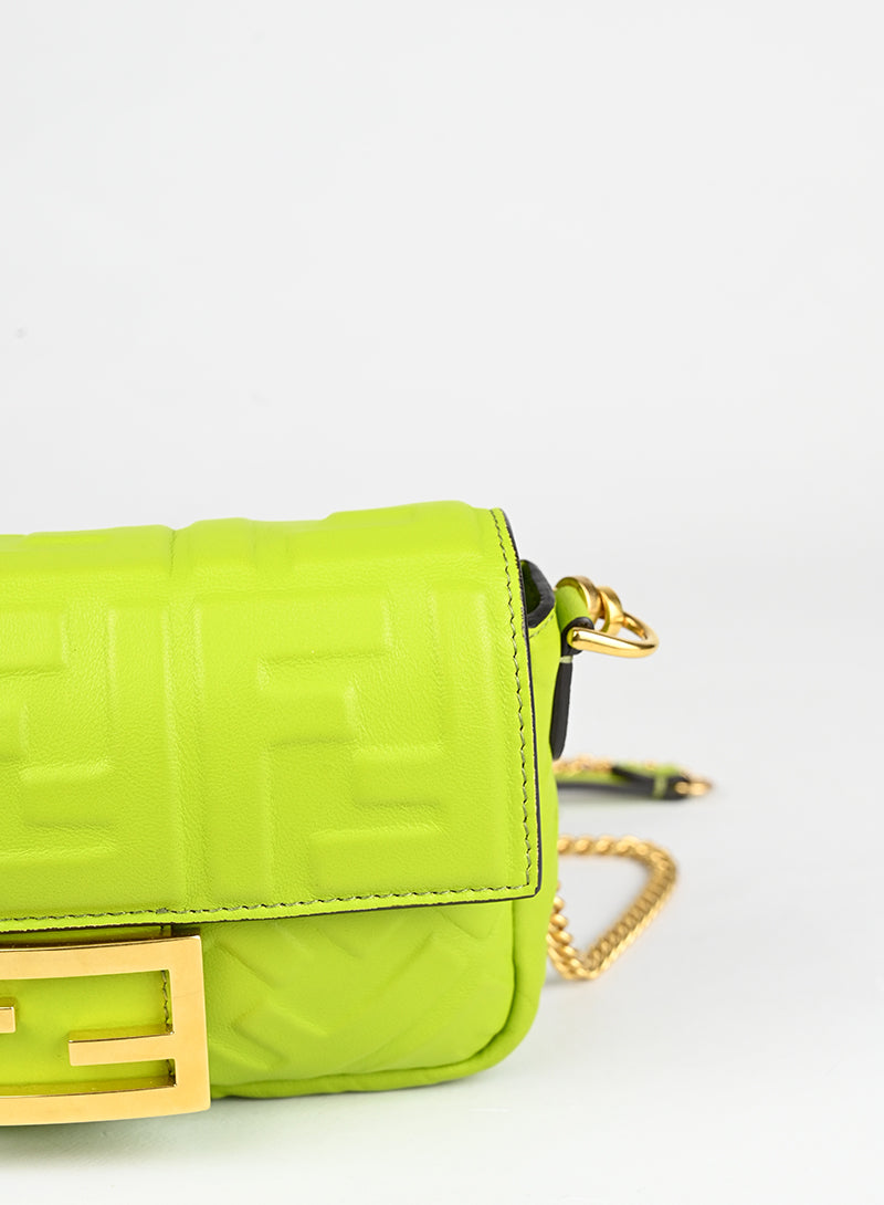 Fendi Borsa Baguette in pelle verde