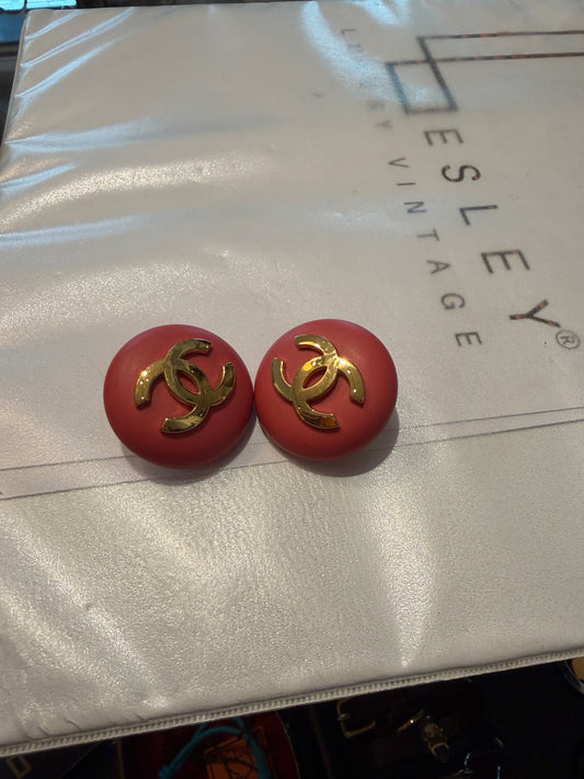 Chanel orecchini rosa tondi -  lesleyluxuryvintage