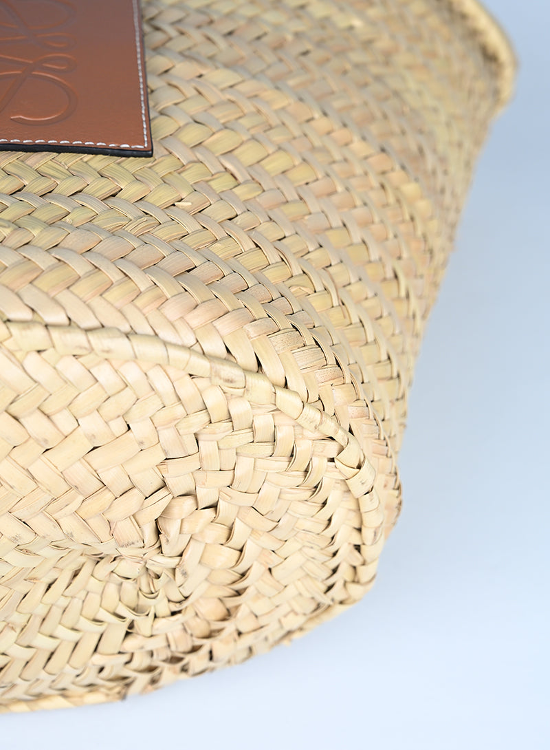 Loewe Borsa in rafia e pelle cognac