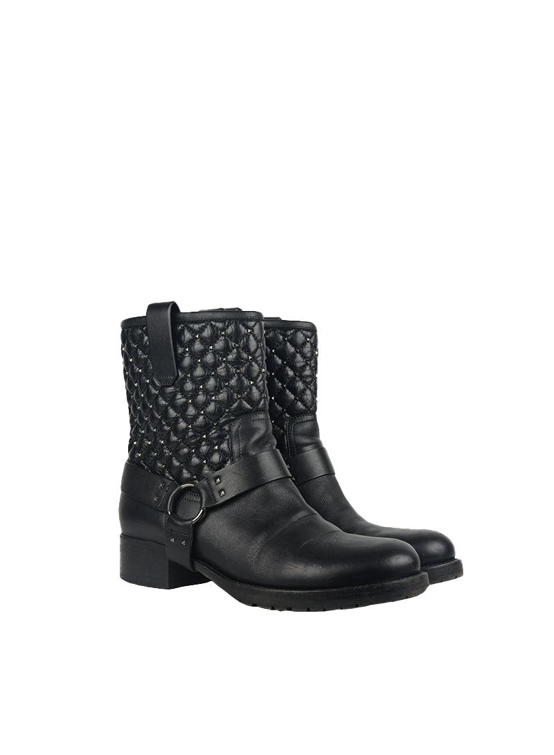 Valentino Biker ankle boots in black leather with studs - N. 39 ½