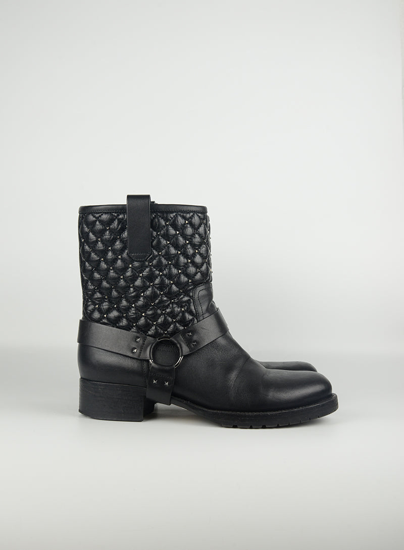 Valentino Biker ankle boots in black leather with studs - N. 39 ½