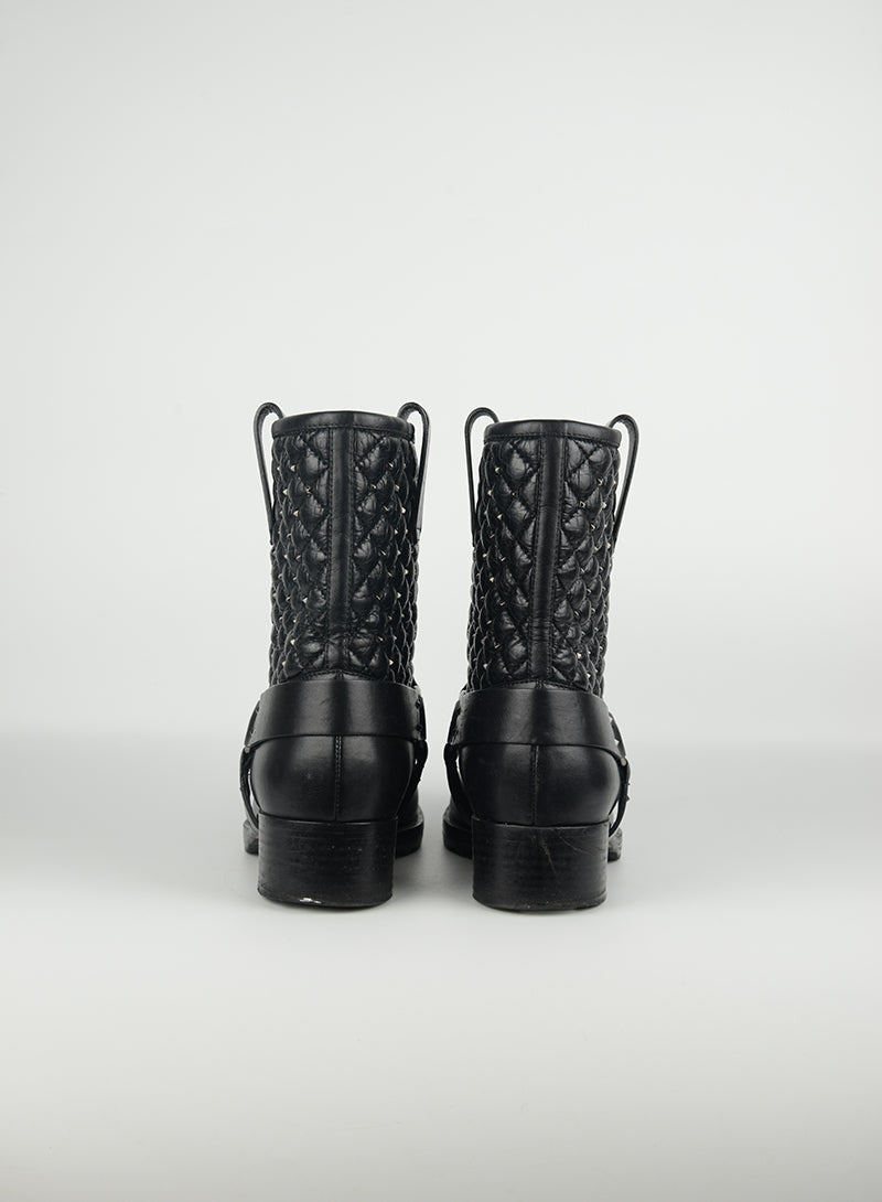 Valentino Biker ankle boots in black leather with studs - N. 39 ½