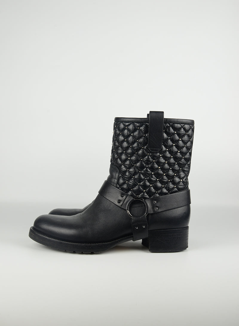 Valentino Biker ankle boots in black leather with studs - N. 39 ½