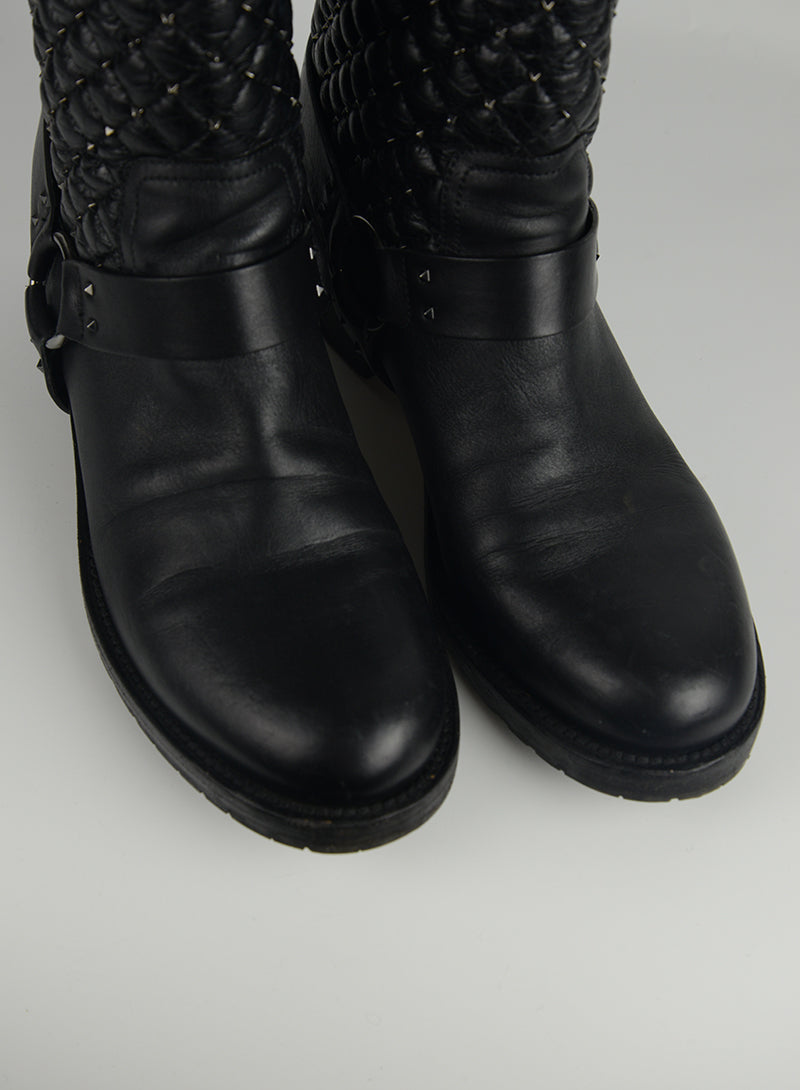 Valentino Biker ankle boots in black leather with studs - N. 39 ½