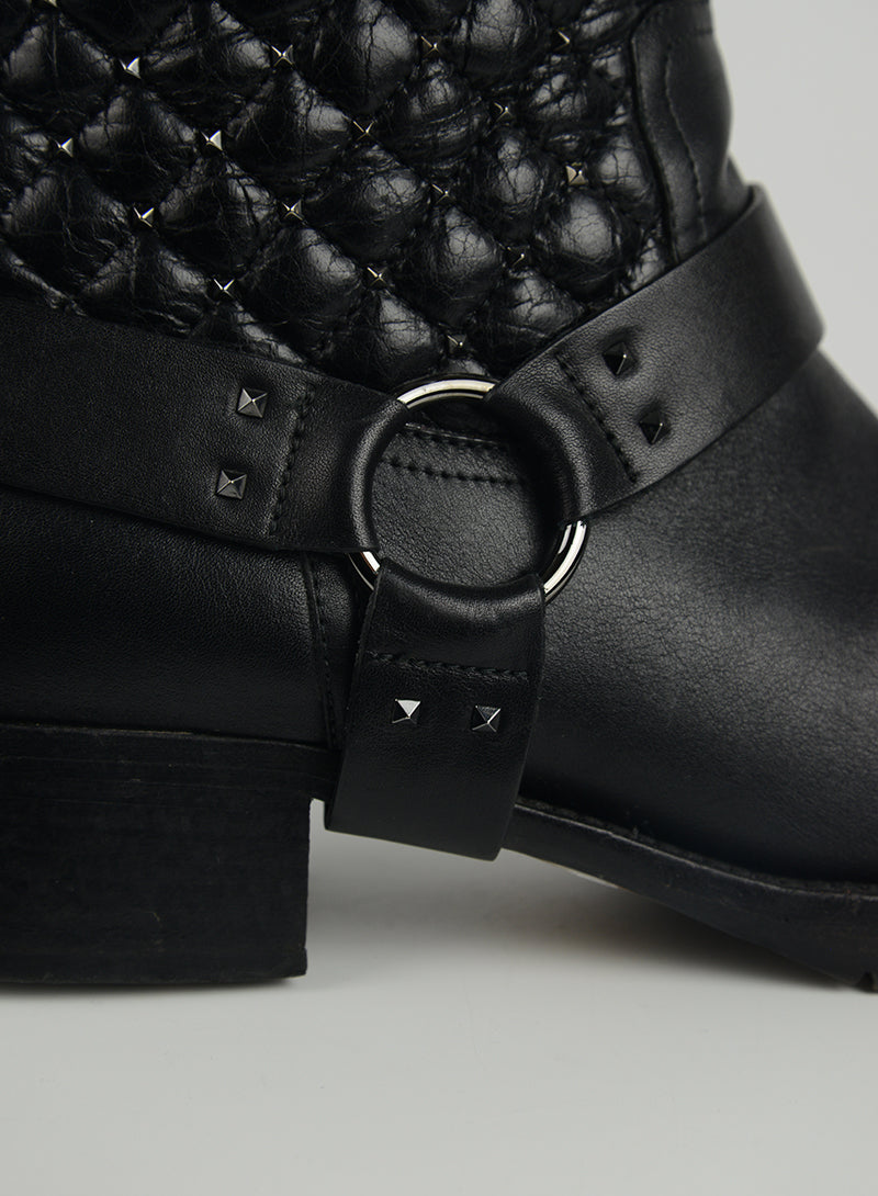 Valentino Biker ankle boots in black leather with studs - N. 39 ½