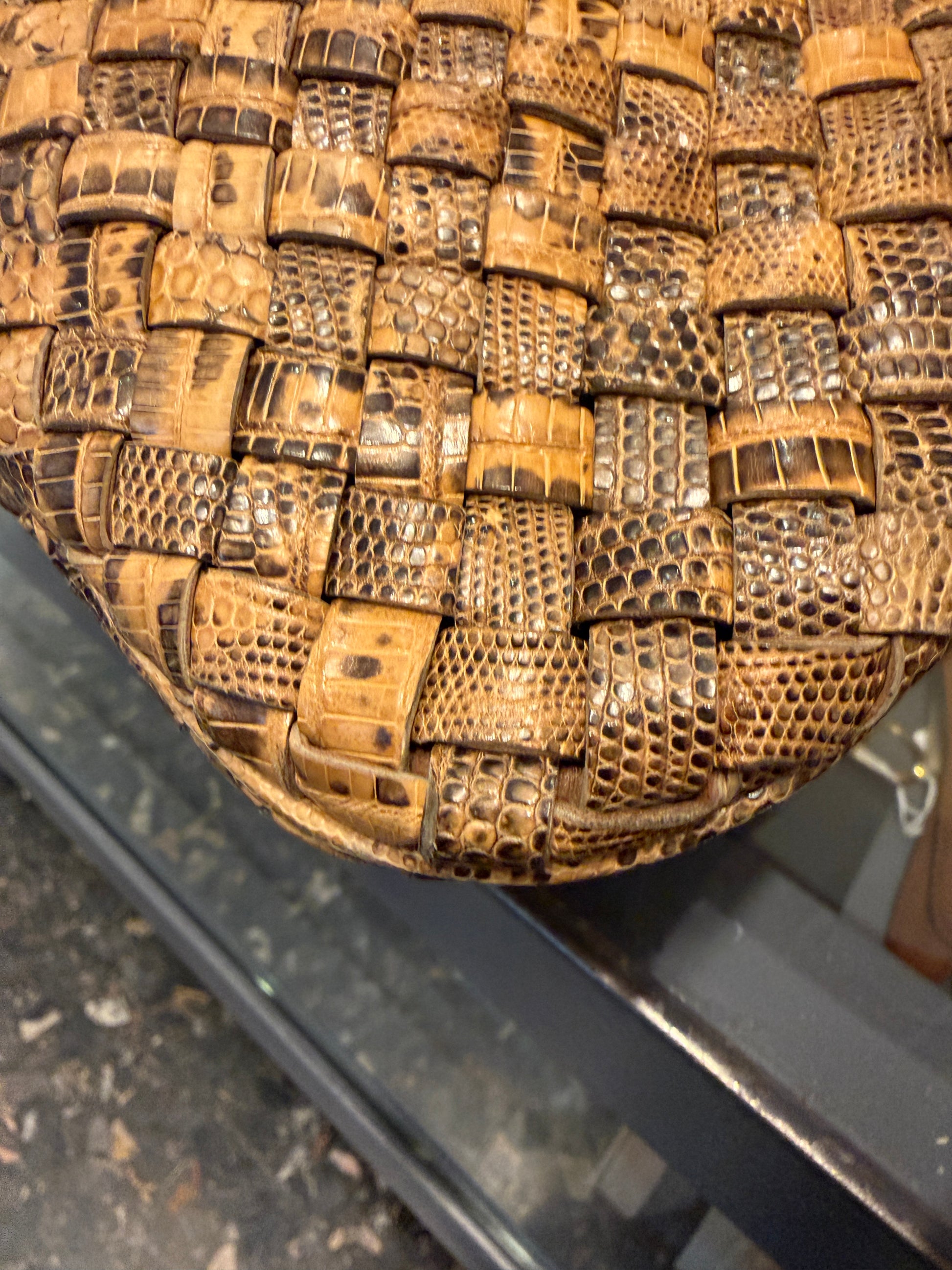 Bottega Veneta borsa in lizard beige nera -  lesleyluxuryvintage
