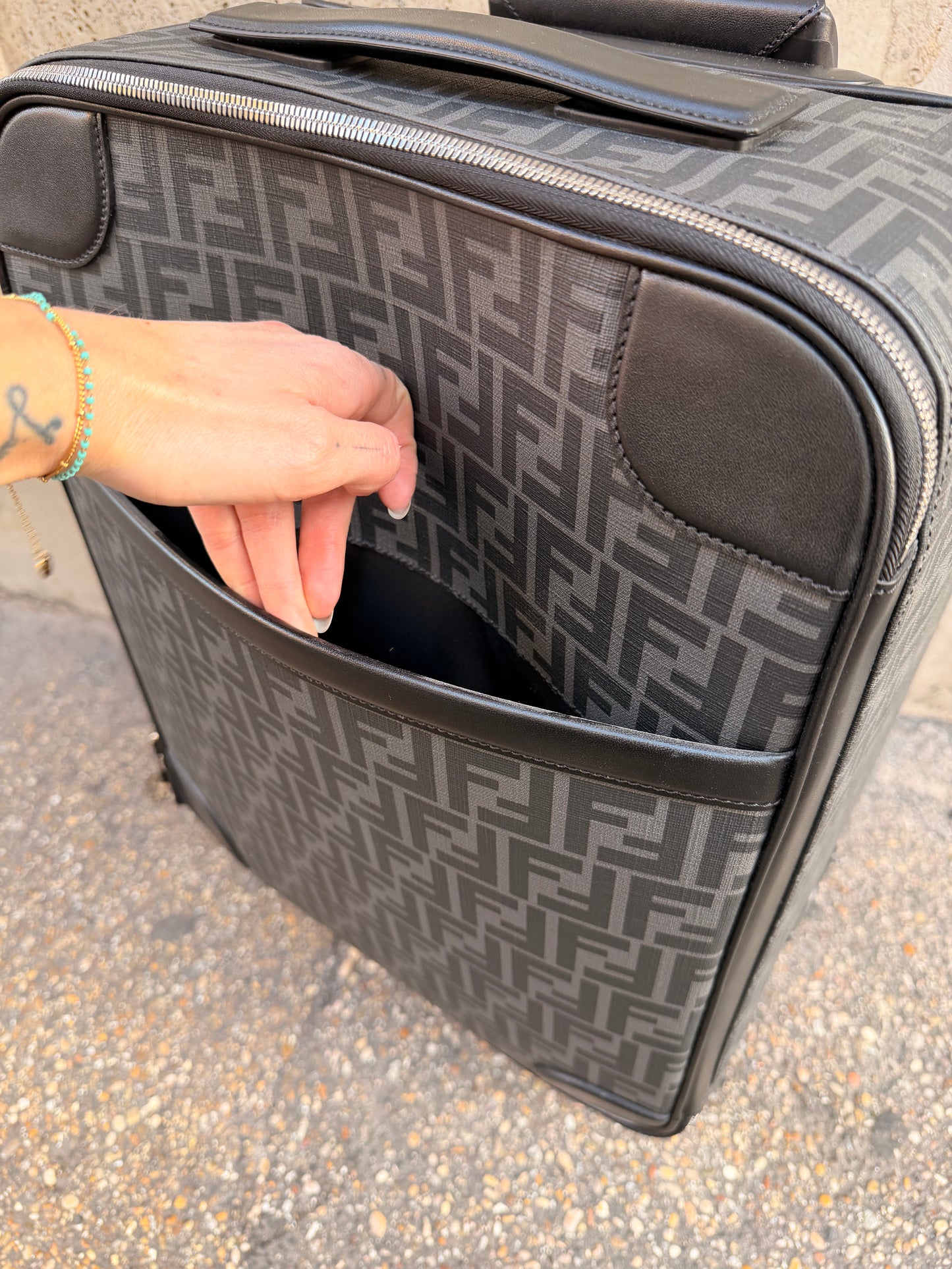 Fendi trolley grigio e nero zucca