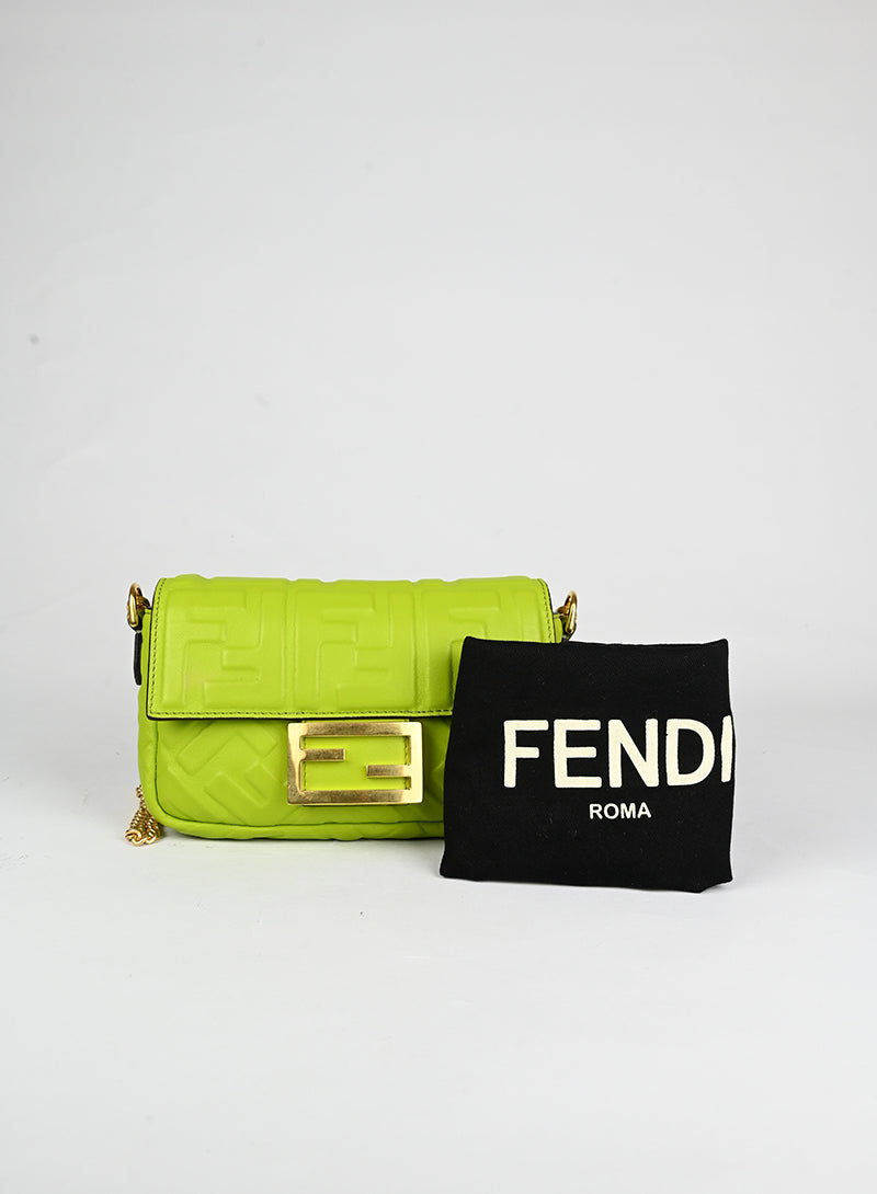 Fendi Borsa Baguette in pelle verde