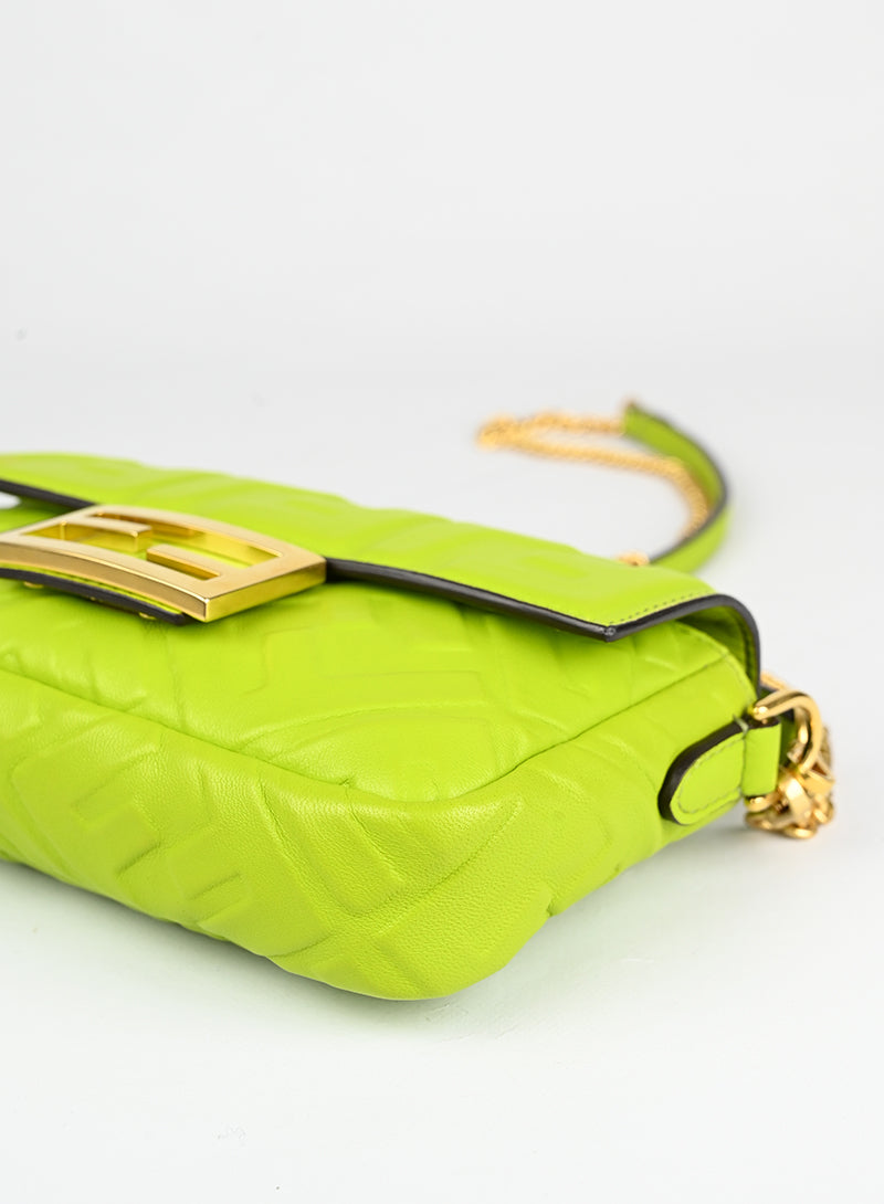 Fendi Borsa Baguette in pelle verde