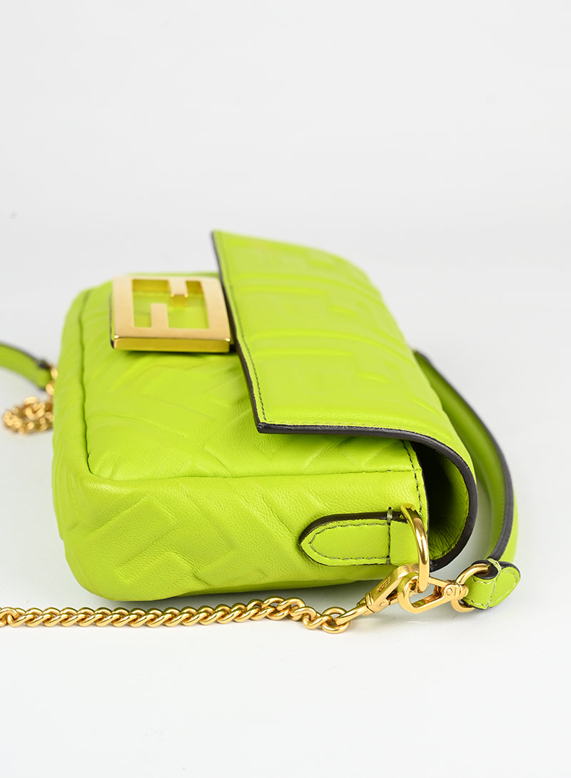 Fendi Borsa Baguette in pelle verde
