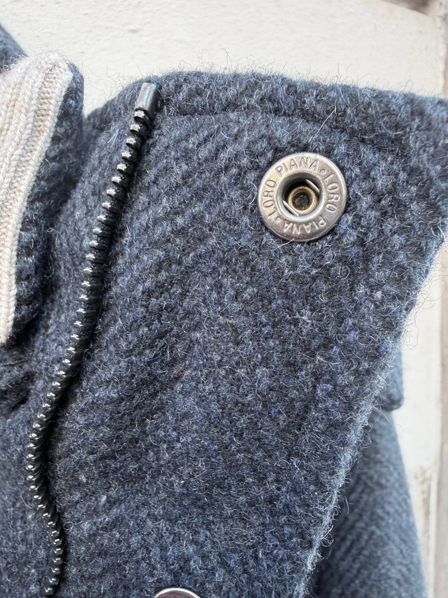 Loro Piana giaccone blu spinato cash/wool