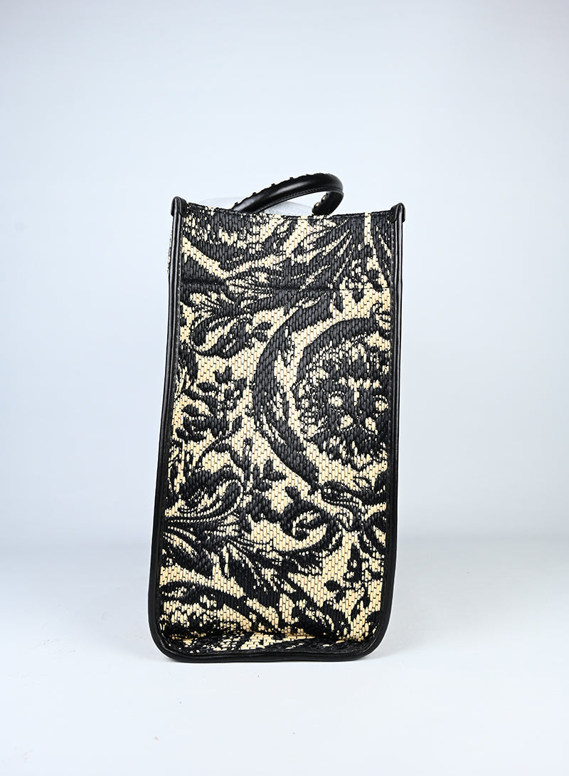 Versace Shopper Athena in rafia beige e nera