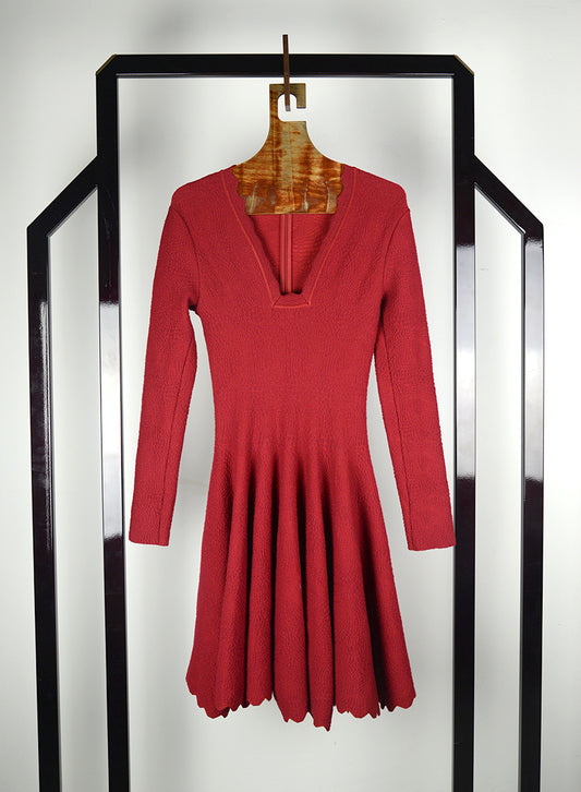 ALAÏA Abito rosso con scollo a V - Tg. 40