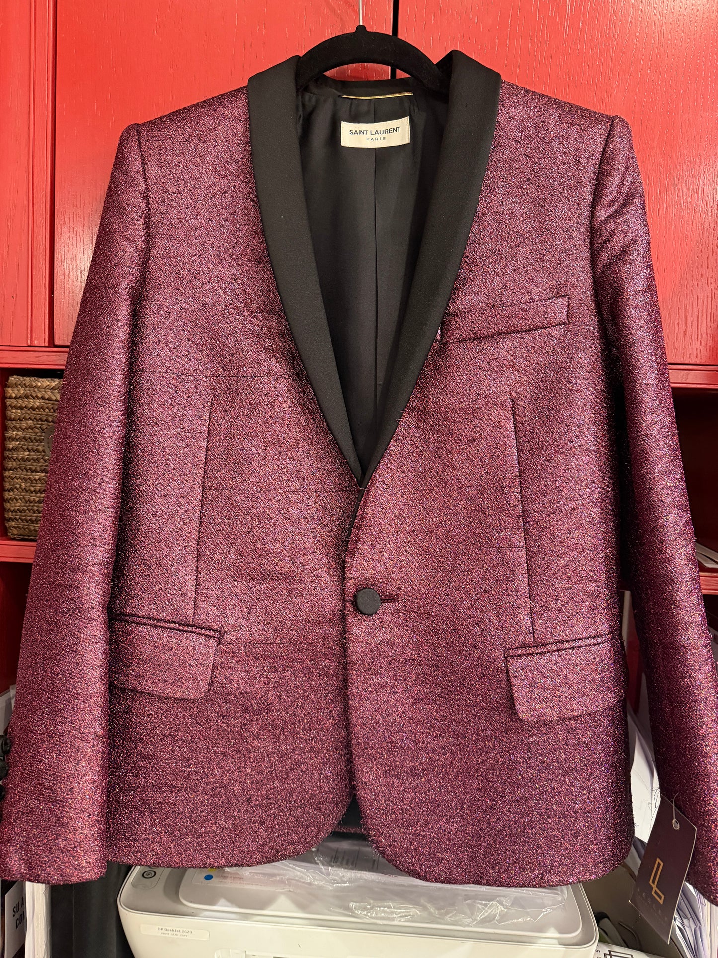 Saint Laurent giacca rosa lurex -  lesleyluxuryvintage