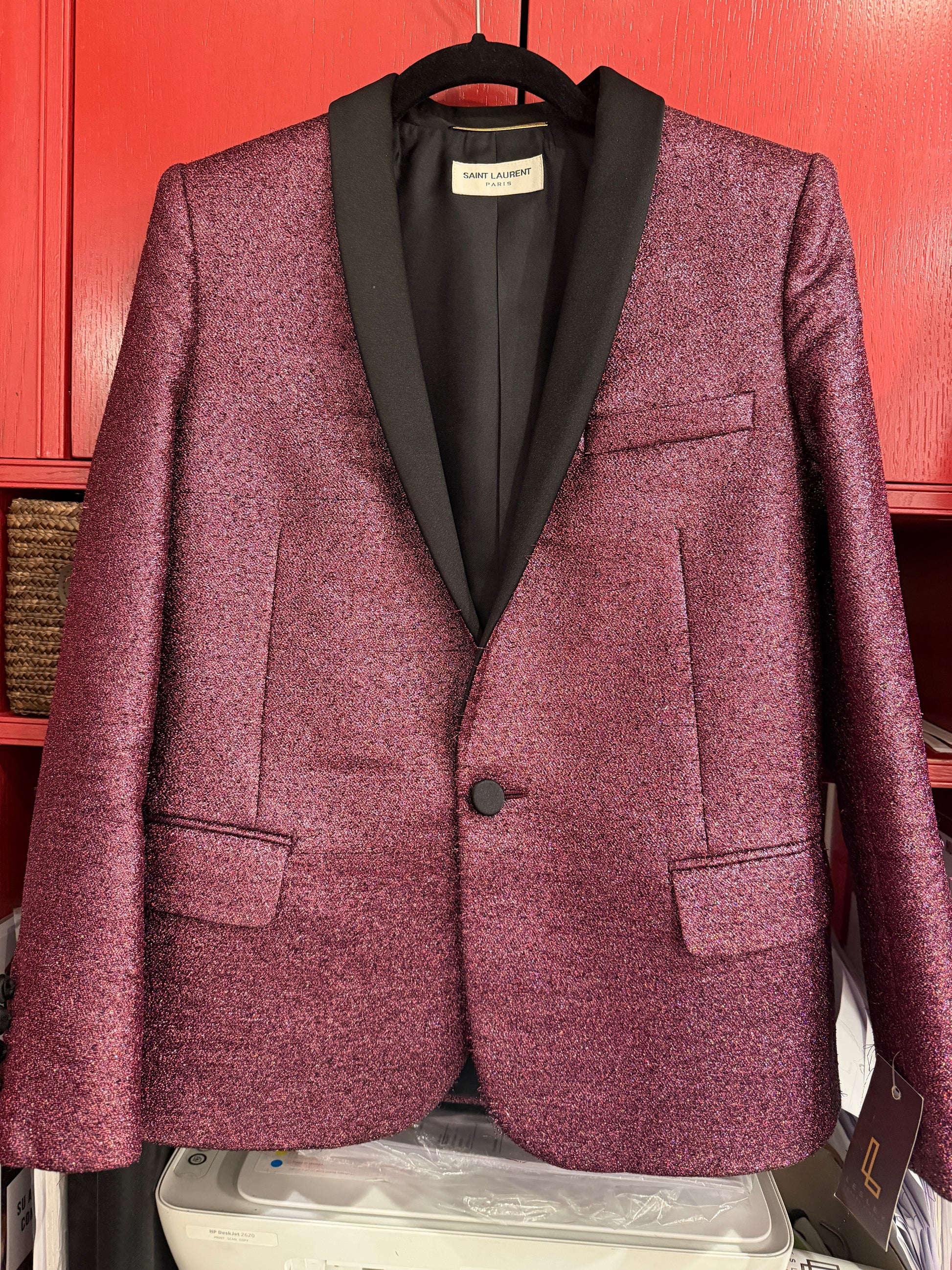 Saint Laurent giacca rosa lurex -  lesleyluxuryvintage