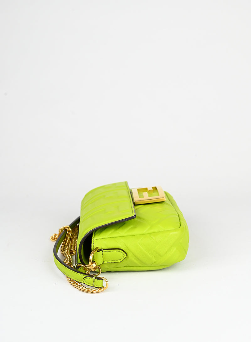 Fendi Borsa Baguette in pelle verde