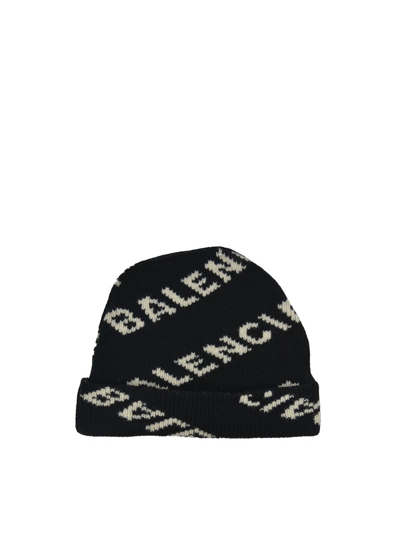 Balenciaga Cappello in lana nero con scritte