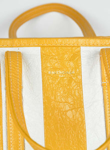 Balenciaga Borsa in pelle gialla a righe bianche