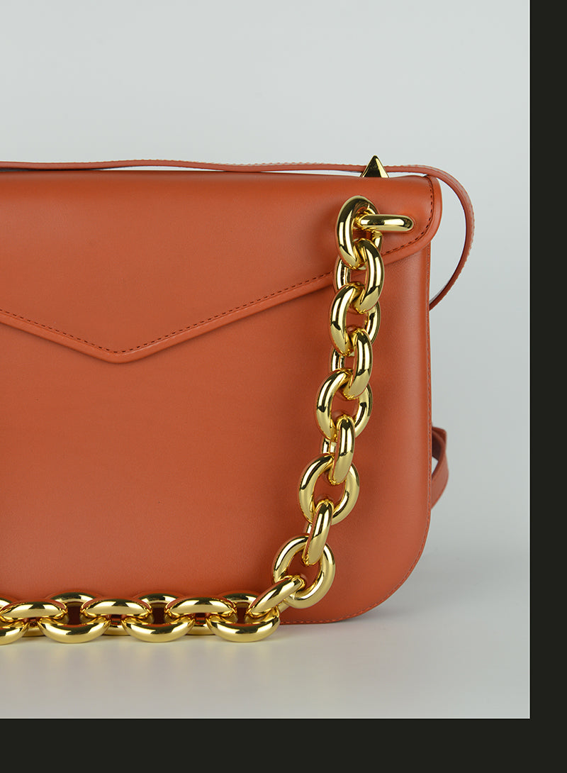 Bottega Veneta Borsa Envelope Mount in pelle arancio