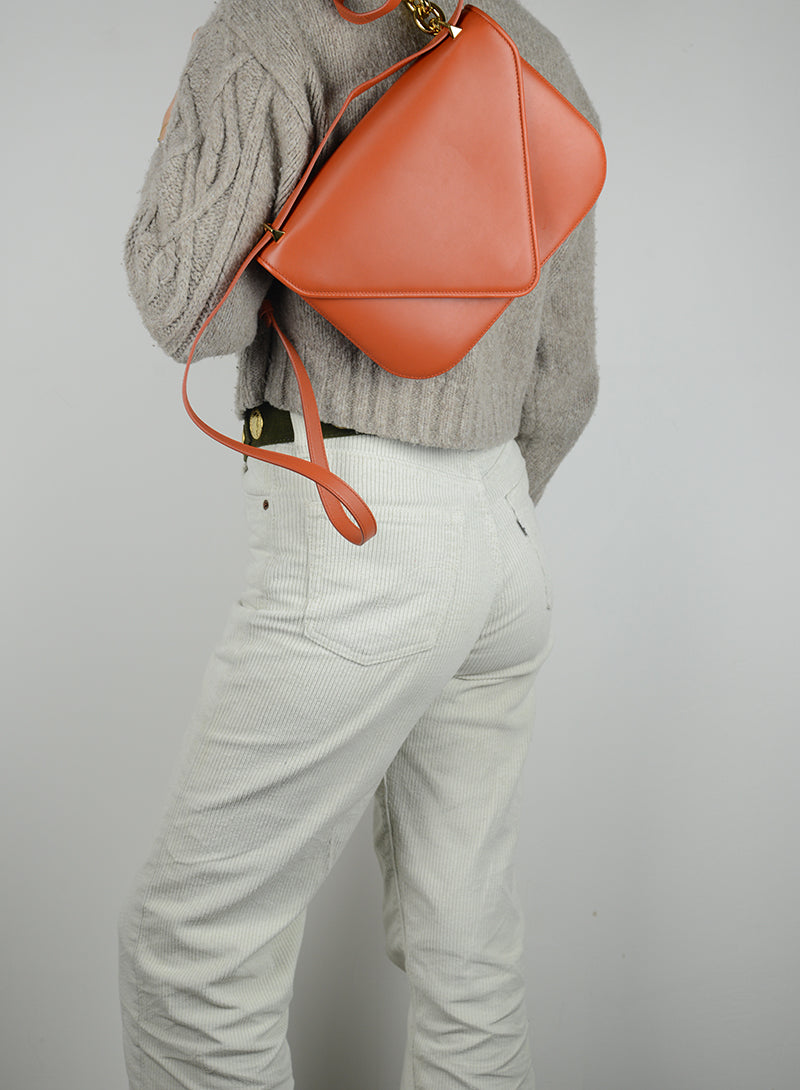 Bottega Veneta Borsa Envelope Mount in pelle arancio