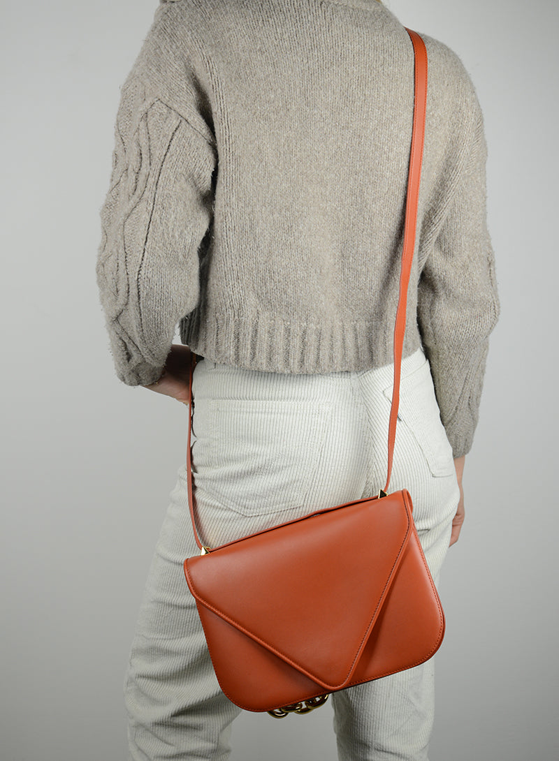 Bottega Veneta Borsa Envelope Mount in pelle arancio