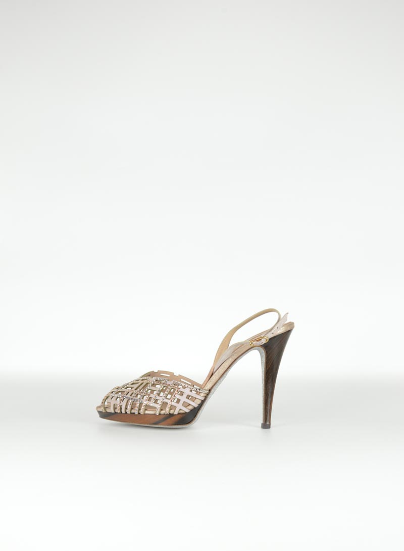 René Caovilla Sandali in suede champagne con Swarovski - N. 38 ½