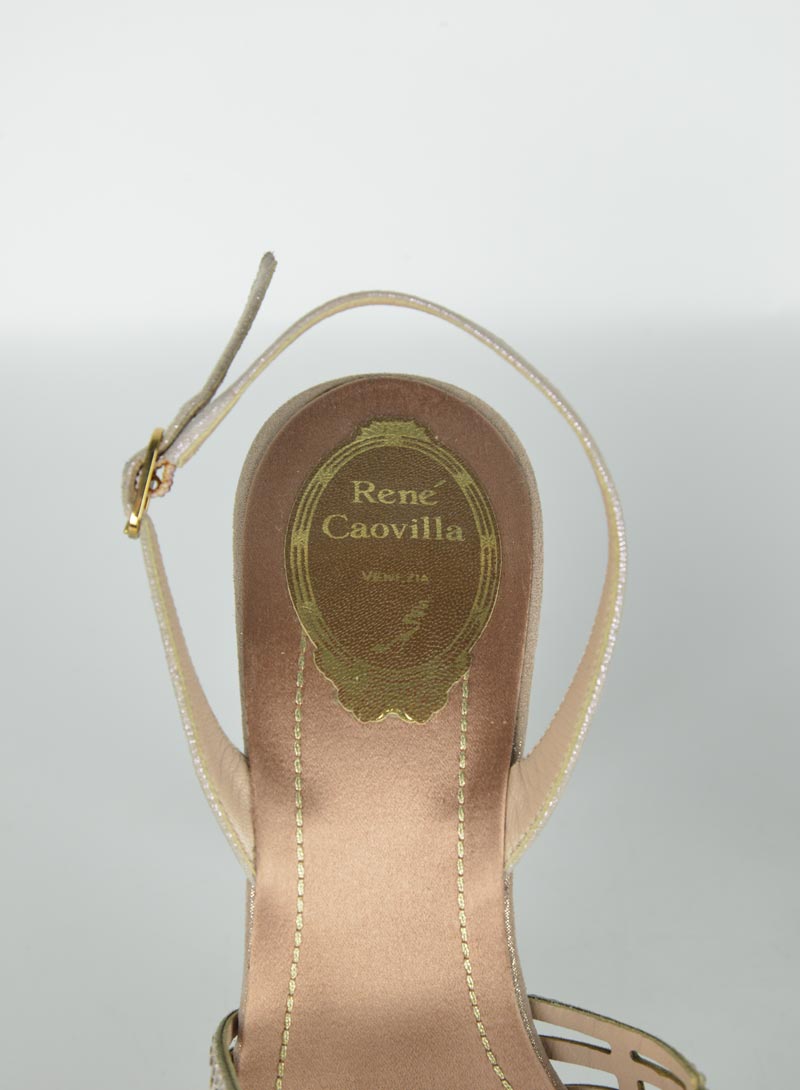 René Caovilla Sandali in suede champagne con Swarovski - N. 38 ½