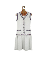 Load image into Gallery viewer, Chanel White midi dress with profiles - Size. 36
