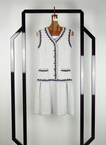 Chanel White midi dress with profiles - Size. 36