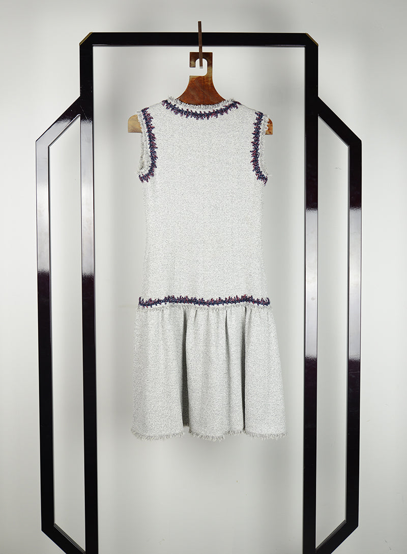 Chanel White midi dress with profiles - Size. 36