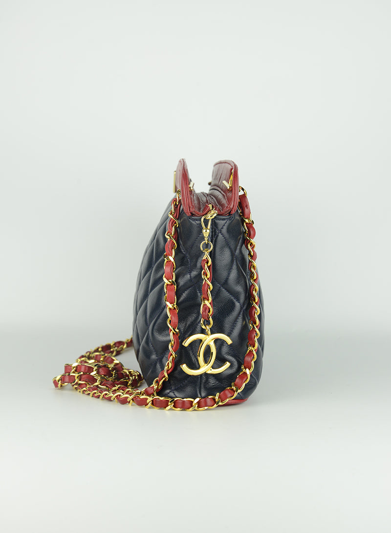 Chanel Borsa in pelle blu quilted Vintage