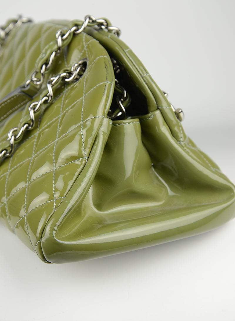 Chanel Khaki patent leather bag