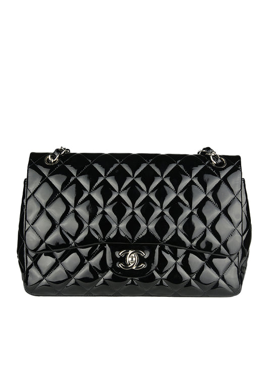 Chanel Borsa Jumbo in vernis nera