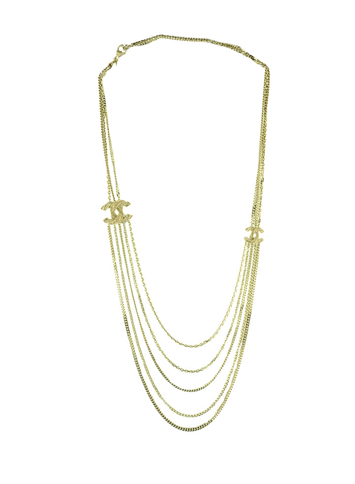 Chanel CC gold multi-strand necklace with diamonds