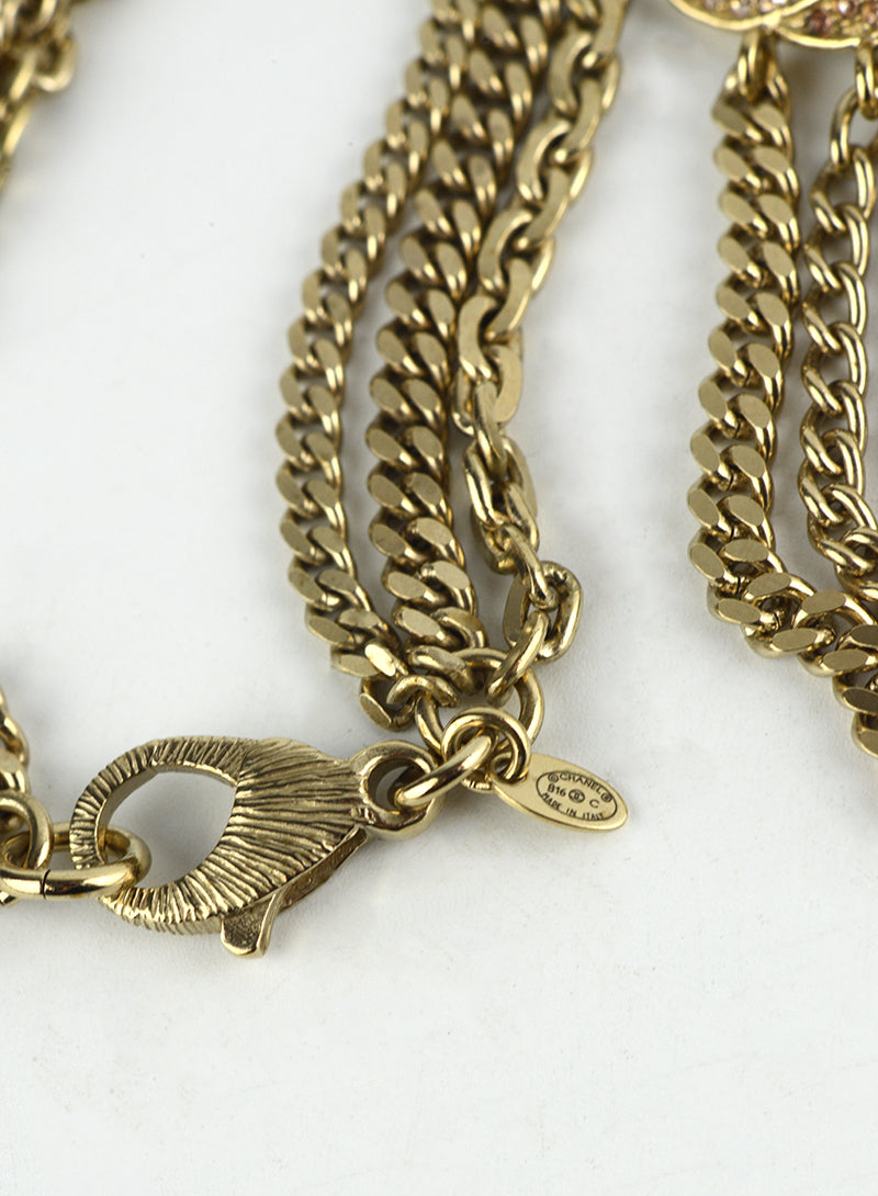 Chanel CC gold multi-strand necklace with diamonds
