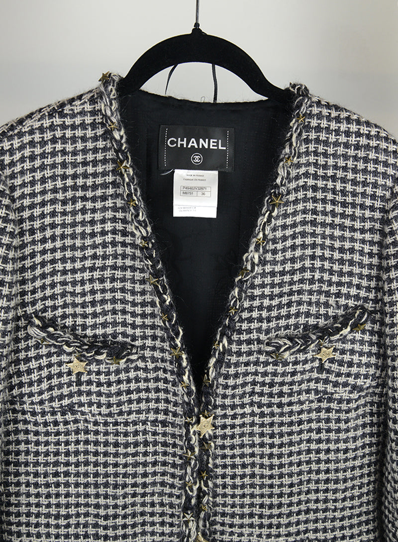 Chanel Giacca in tweed bianca e blu - Tg. 40