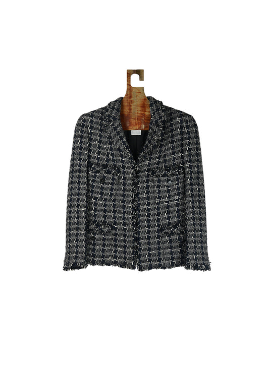 Chanel Gray and black bouclé jacket - Size. 46