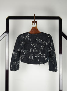 Chanel Giacca crop in bouclé nera - Tg. 40