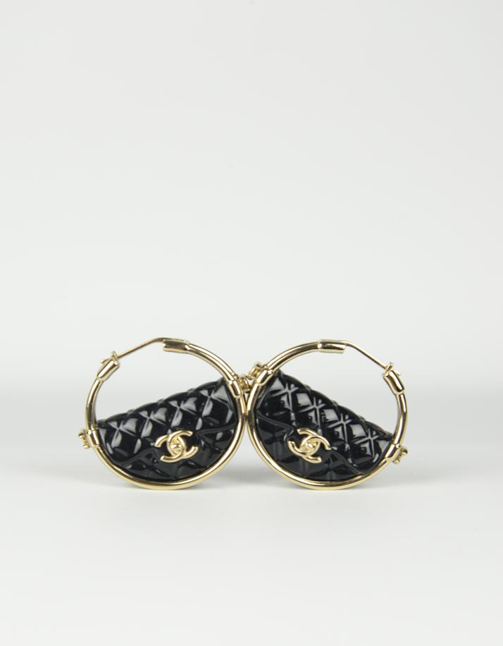 Chanel Black handbag earrings