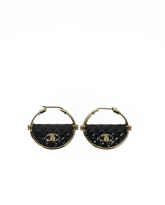 Chanel Black handbag earrings