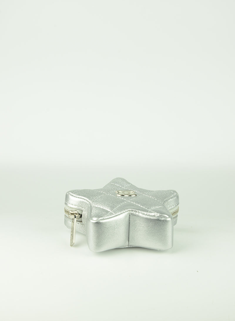 Chanel Portamonete stella in pelle argento