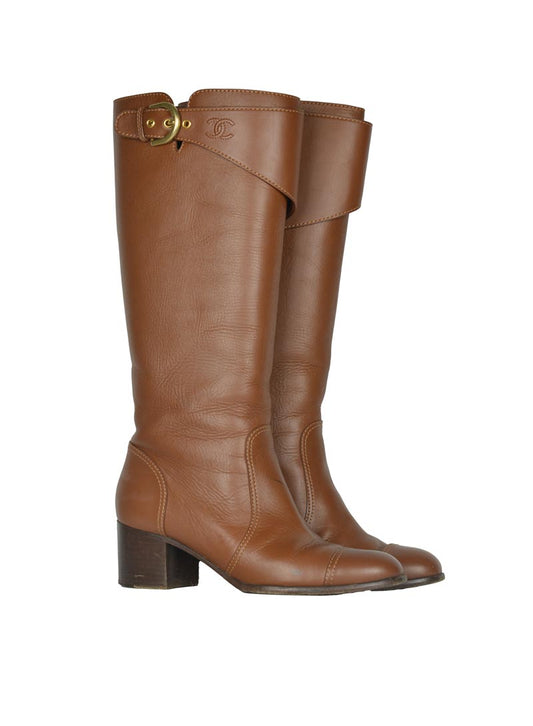 Chanel Cognac Leather Boots - N. 36c