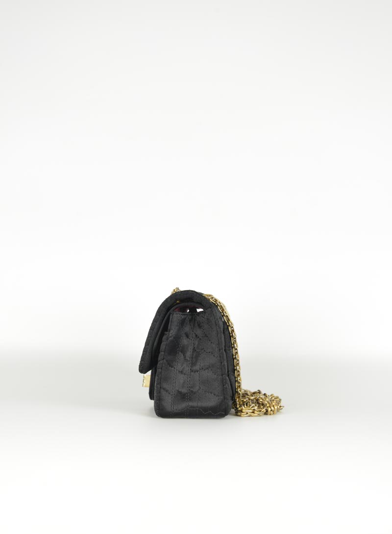 Chanel Tracollina 2.55 Mini Satin Reissue nera