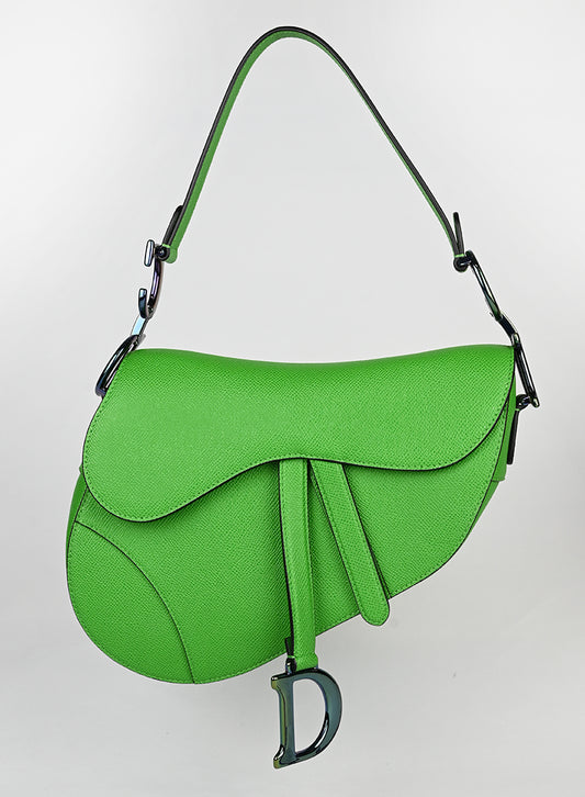 Dior Borsa Saddle in pelle verde