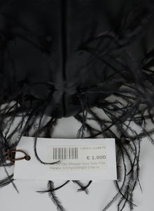 Valentino Borsa a secchiello in pelle nera con piume