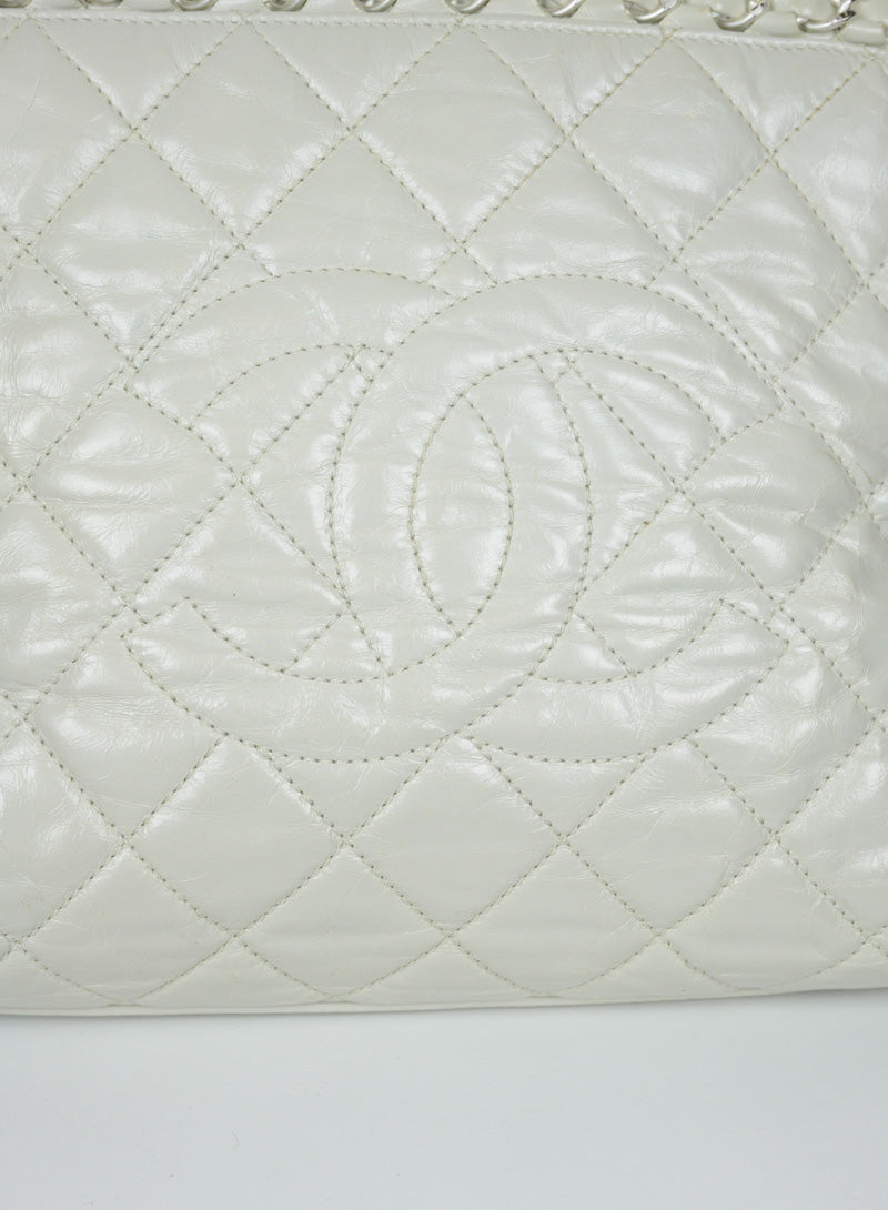 Chanel Ice white quilted leather bag